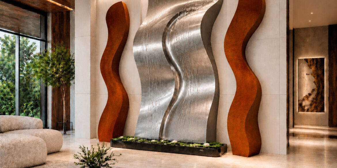 CASCADA ESCULTÓRICA VANGUARDISTA: ARTE Y MOVIMIENTO PARA EXCLUSIVO LOBBY DE HOTEL