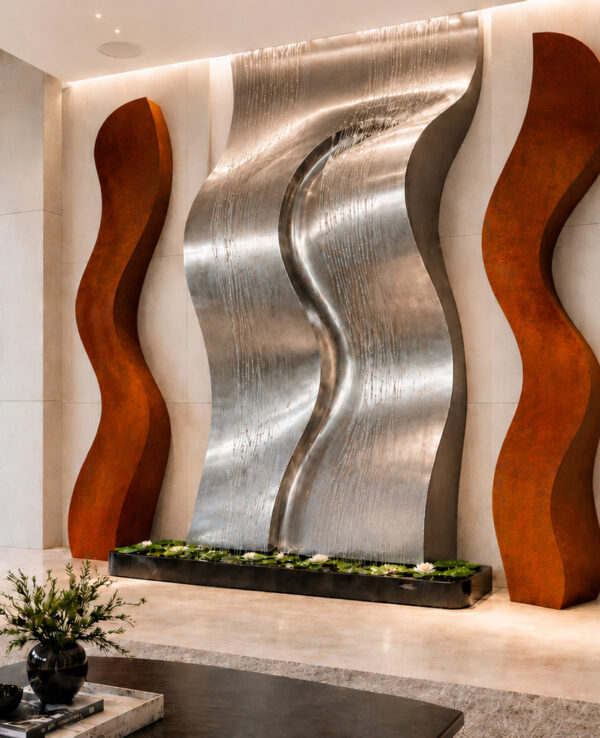Lobby de hotel de lujo en Benidorm con cascada